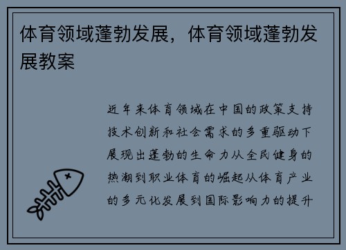 体育领域蓬勃发展，体育领域蓬勃发展教案